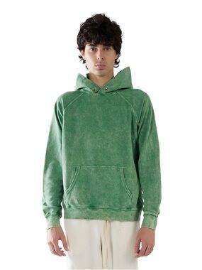 Men's Les Tien Pique Raglan Hoodie in Acid Succulent Green XXL